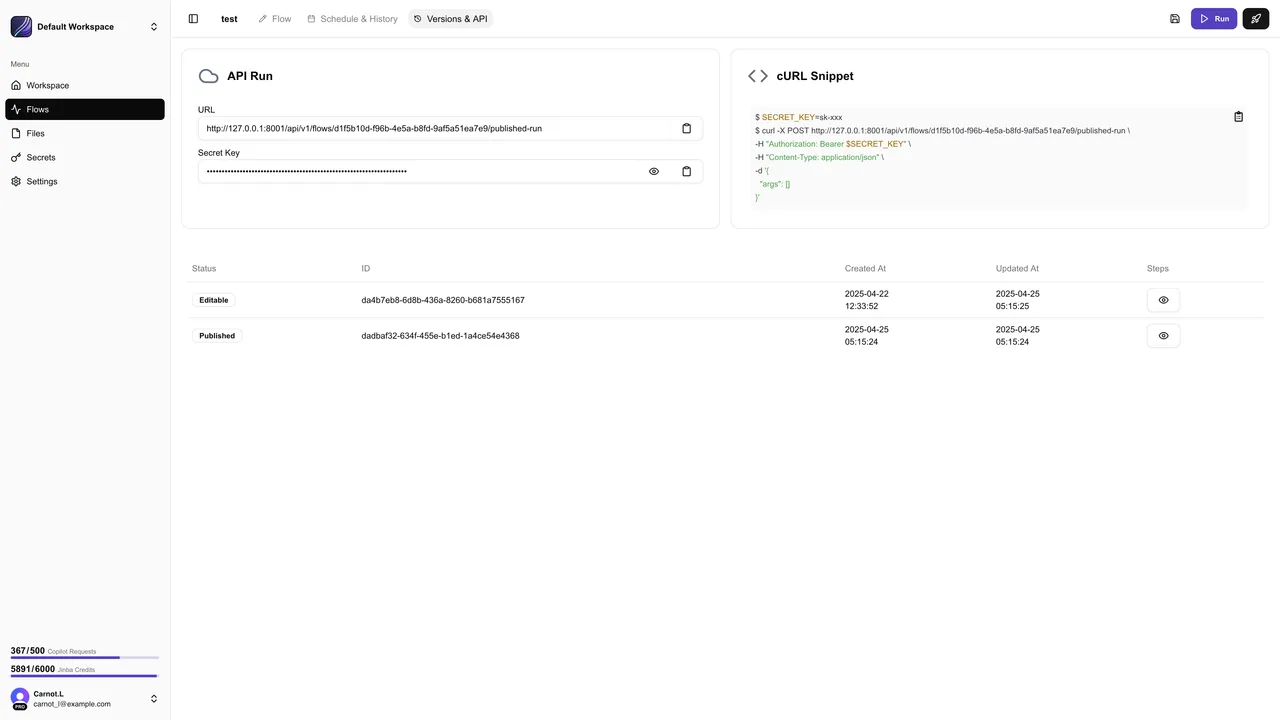 Screenshot of the deploy feature.